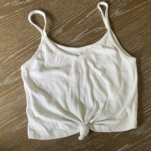Pacsun crop white tank w tie front detail